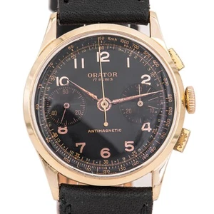 34,5 mm ø - Orator Chronograph Herrenuhr Ref. 1660 Gelbgold 585/14K Landeron 48 - Bild 1 von 12