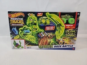 Hot Wheels Monster Trucks Arena Smashers GUNKSTER OOZE BATTLE 4+ - Picture 1 of 24