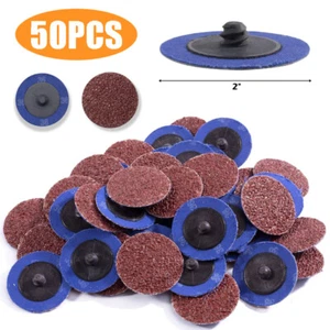 50x 2 pulgadas 36 Grit Roll Lock lijado disco de molienda troquel amoladora almohadillas de cambio rápido - Imagen 1 de 8