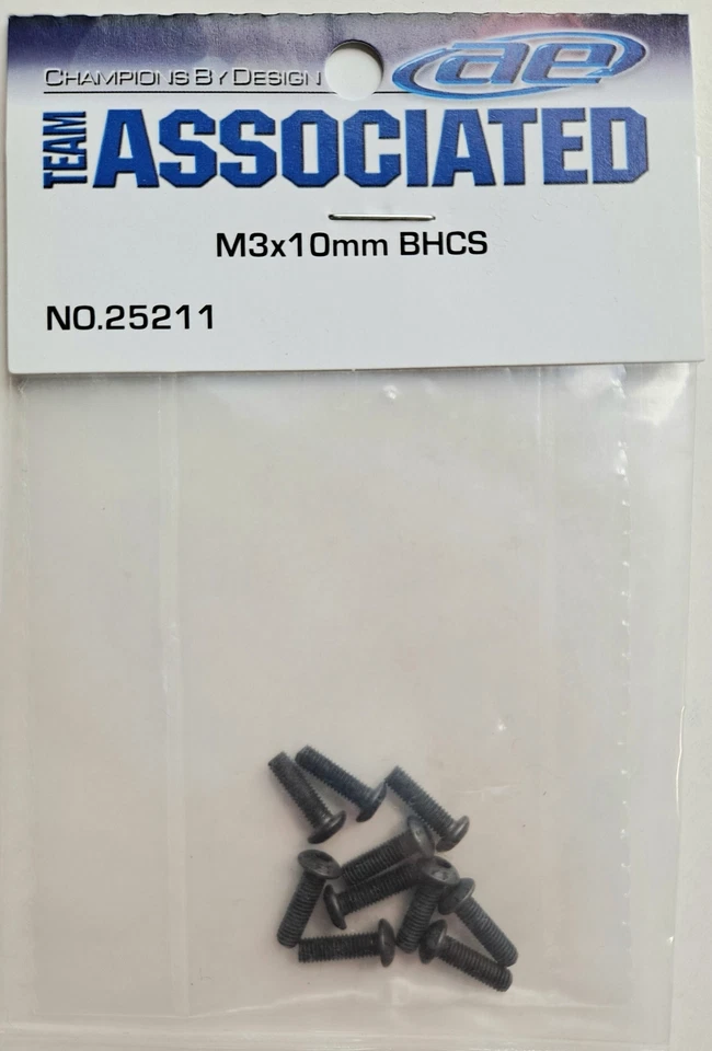 Team Associated M3 x 10mm Button Head Screws (10 pcs) 25211 - Image 1 of 1