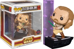 QUI-GON JINN DUEL OF THE FATES EXC DELUXE FUNKO POP STAR WARS PHANTOM 508 IN HND - Picture 1 of 2
