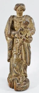 Antique Baroque Carved Wood Holy Statue St.Anthony & Jesus Folk Art Figure 10in - Picture 1 of 12