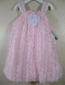 New Wendy Bellissimo Pink Rosette Swirl Over Tulle Dress w/ Rose Corsage Sz 24M - Picture 1 of 5