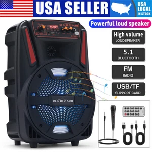 1000W Portable Bluetooth Speaker 8''DJ Party Subwoofer FM Radio with Remote+Mic - Picture 1 of 16