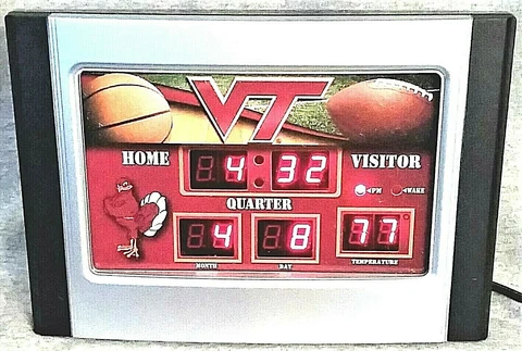 Virginia Tech Hokies Scoreboard Format Alarm Clock - NCAA Cover