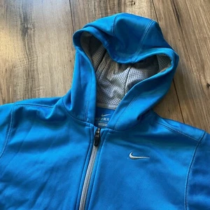 NIKE Therma Fit Youth Medium Fleece Zip Hooded Jacket Teal-Blue - Picture 1 of 7