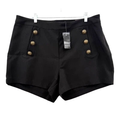 Pantalones Cortos Torrid Mujer Marinero Botón Delantero Negros Talla 18 Mezcla Poliéster Nuevos con Etiquetas Foto 1 de 4