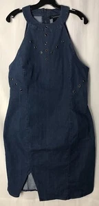 Ashley Stewart-Women Tank Dress-Size 14-Medium Wash Denim-Back Zip-Grommets-NWT - Picture 1 of 5