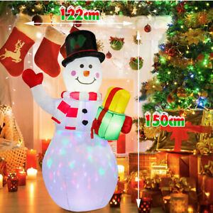 1.5m Schneemann Weihnachtsmann Aufblasbarer Beleuchtet  Weihnachtsfigur LED NEU