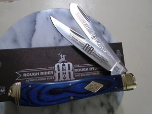 Rough Ryder Huge Blue Wood 2 Blade Trapper Knife 30th Anniversary Limited RR2647 - Picture 1 of 14