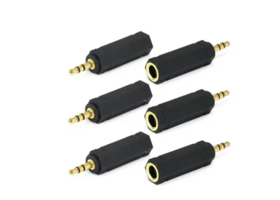 Audio 3.5mm Male to 6.35mm 1/4" Female Jack Stereo Adapter Converter (Pack of 6) - Image 1 of 4
