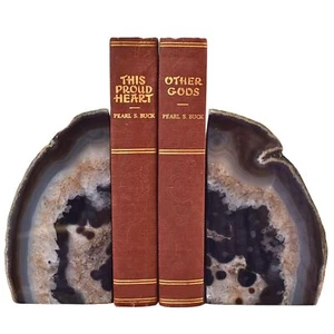 Agate Bookends - A Quality Natural Geode Book Ends with Rubber Bumpers for Sh... - Picture 1 of 9