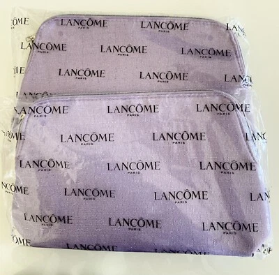2 Lotes Lancome Bolso Morado Claro con Herrajes Plateados, Cremallera 10" x 7" x 2.5" Foto 1 de 4