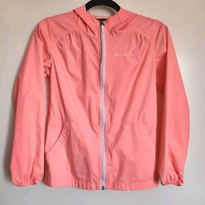 Columbia Girls Full Zip Lightweight Hooded Windbreaker Jacket Size M (10/12) - Picture 1 of 22