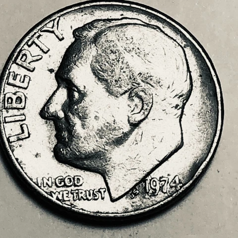 1974 p Roosevelt dime Cover