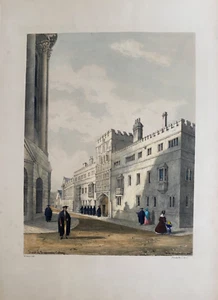 1843 Stampa antica; Fronte del Brasenose College, Oxford dopo Delamotte - Foto 1 di 5