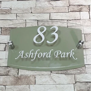 Avocado Green Modern House Sign - Door Number - Address Sign - Number Plaque - Picture 1 of 3