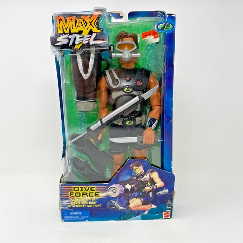 Max Steel Dive Force Action Figure 2001 Toy *Box Imperfect Figure Never Removed Cover