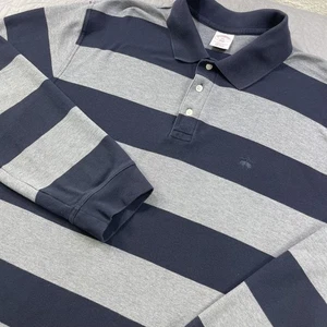 Brooks Brothers Poloshirt Herren 2XL Navy Grau Rugby Streifen Performance Mesh Strick - Bild 1 von 8