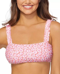 Juniors' Floral-Print Ruffled-Strap Tulum Bikini Bra Swim Top Small Daized Out - Picture 1 of 2