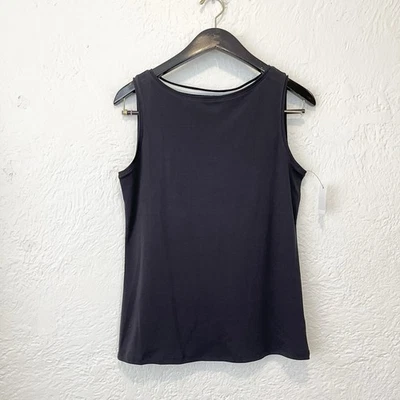 Talbots NWT Tank Top Black Bateau Boat Neck Medium Petite MP Pima Cotton - Image 1 of 4