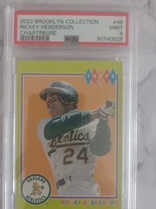 2022 Topps Brooklyn Collection Chartreuse Rickey Henderson #46 PSA9 Low POP Of 2 - Bild 1 von 3