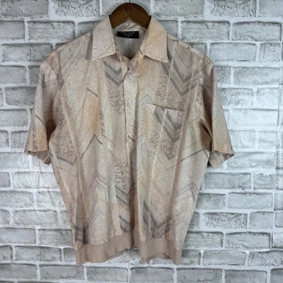 Fulton Street Shirt Works Neutral Print Lightweight 90s Polo Shirt Mens MEDIUM — 第 1/4 张图片