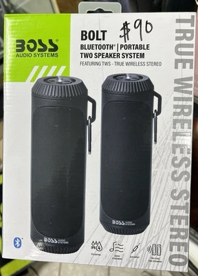 Boss Audio Bolt Bluetooth Speaker System Stereo  Black Set Of Two - Image 1 of 2