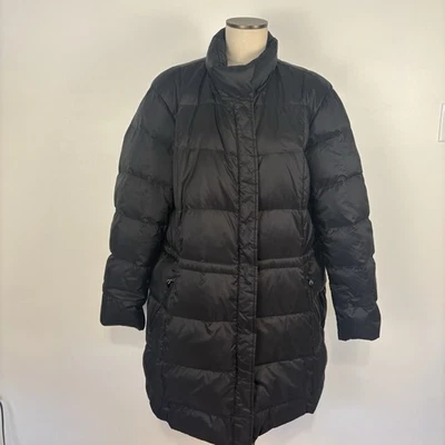 Talbots Black 80% Down Puffer Coat Jacket Sz 3X Full Front Zipper Pockets - Image 1 of 4