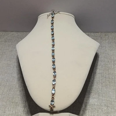 Pulsera de topacio azul claro 925 de 8,5 pulgadas de ley Foto 1 de 4