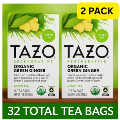 Bolsas de té verde jengibre verde orgánico TAZO, Ct (paquete de 2), total 32 bolsas Foto 1 de 3