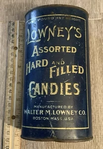 Rare Version Vintage LOWNEY’S HARD CANDY Tin Can Bucket - Picture 1 of 9