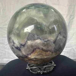 19.1LB Natural Fluorite Quartz Sphere Crystal Energy Ball Reiki Healing Decor - Picture 1 of 23