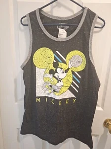 New Disney Mickey Mouse Black Gray Basketball Tank Top Tee T-Shirt - Men's L - Picture 1 of 4
