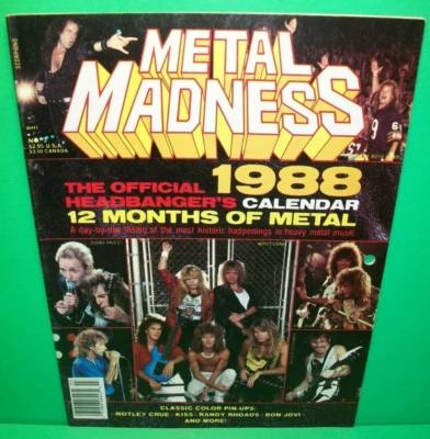 Metal Madness ~ 1988 Headbanger's Calendar ~ Gene Simmons (KISS) Poster - Image 1 of 4