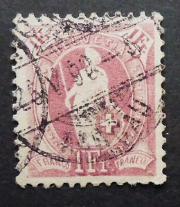 SWITZERLAND #87 VF USED "1890 CANCEL" 1 FRANC (H) CAN.SHIP $1.99COMB. SHIPPING - Picture 1 of 1