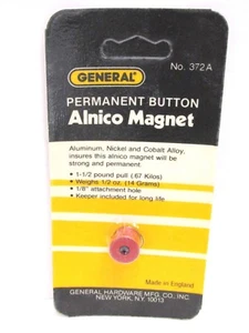 NEW! GENERAL TOOLS PERMANENT BUTTON ALNICO MAGNET, 1-1/2 lb. PULL, No. 372A - Picture 1 of 2