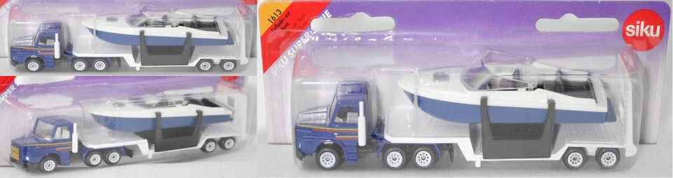 Siku Super 1613 Scania T143H-400 (Typ Serie 3), Tieflader mit Boot ca. 1:91 - Bild 1 von 1