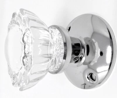 Perilla de vidrio acanalado transparente ficticio individual. Montaje en superficie sintética sin giro Foto 1 de 4