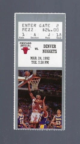 MICHAEL JORDAN 50 POINTS VINTAGE 1992 NBA CHICAGO BULLS TICKET STUB SILVER MAR24 Cover