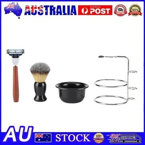 4Pcs Shaving Kit: Manual Razor Stand Brush & Bowl - Perfect Gift Set - Picture 1 of 19
