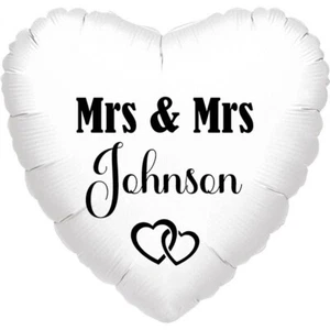 Mrs & Mrs Balloon Mr & Mr Balloon Personalised Wedding foil balloon heart - Picture 1 of 8