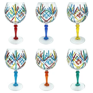 Juego de 6 vasos grandes de ginebra de Murano pintados a mano varios 21 cm - Imagen 1 de 9