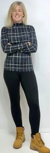 HOBBS Long Slv Mischa Jersey Roll Neck Box Check print Semi Fit Navy(A278)RRP£39 - Picture 1 of 4