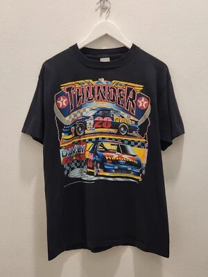 Vintage 1990s Davey Allison "Rookie Thunder" NASCAR Racing Shirt  Black Size L - Image 1 of 4