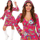 LADIES 1960S 1970S HIPPY FANCY DRESS COSTUME HIPPY WOMENS OUTFIT FLOWER POWER