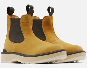 Sorel Women's Hi-Line Chelsea Waterproof Suede Ankle Boots Geo Yellow Size 9.5 - Picture 1 of 14