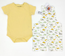 FREE PLANET 2 pcs Set Overall Yellow Kids Baby Boy Toddler Outfit Size 12 Months