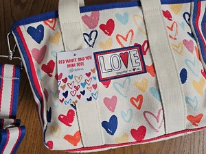Brighton Love Heart Canvas Tote Bag New With Tags Detachable/Adjustable Strap - Picture 1 of 5