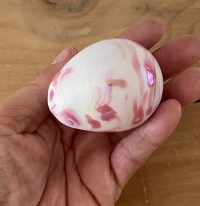 Vintage Pink and White Iridescent Glass Egg - Picture 1 of 5